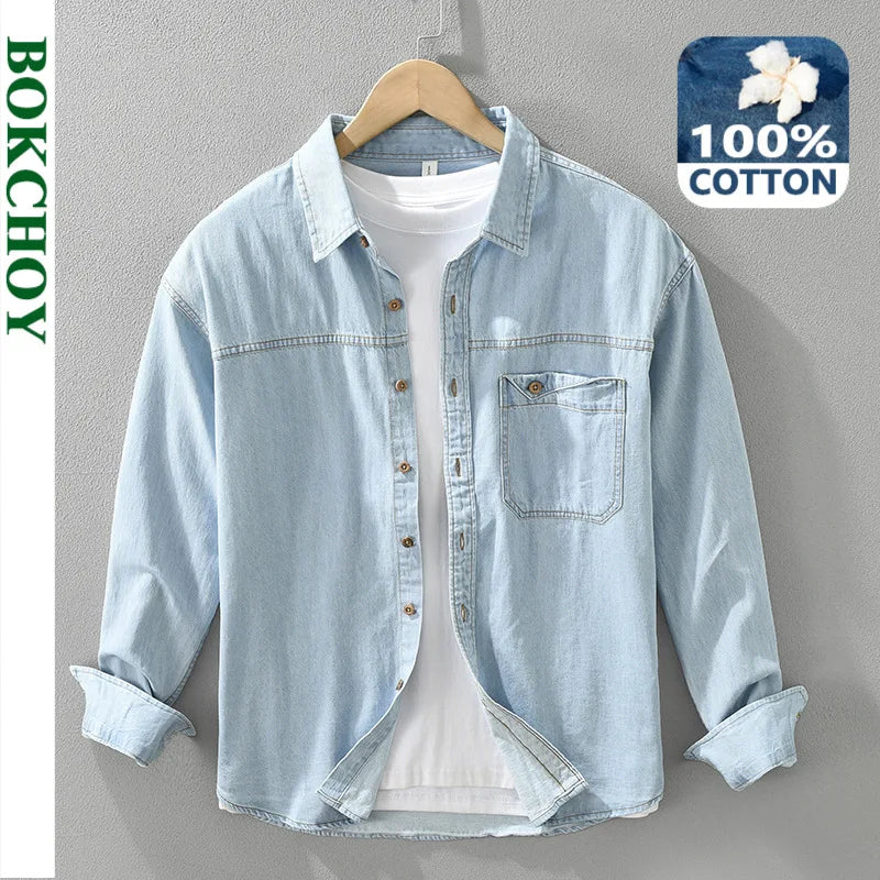 Camicia Uomo Denim 100% Cotone